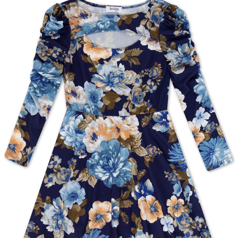 Big girls floral print fit & flare dress